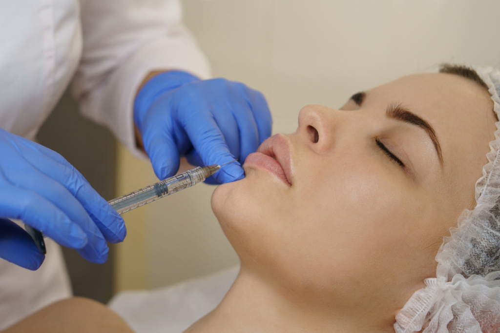 A person getting lip fillers.
