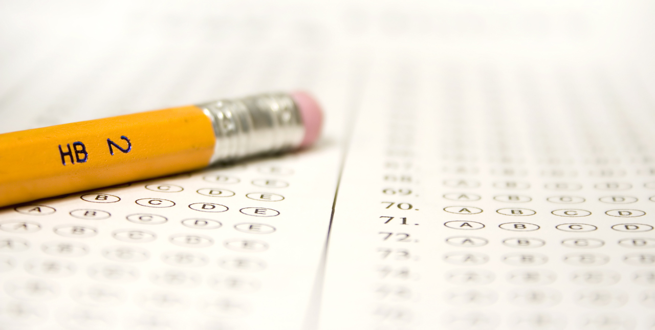 A close up of a standardized test scantron sheet.