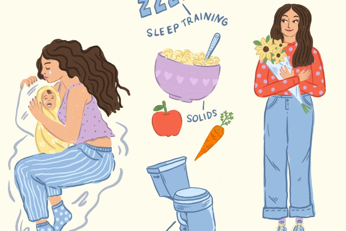 ParentData village illustration of the confusing postpartum landscape