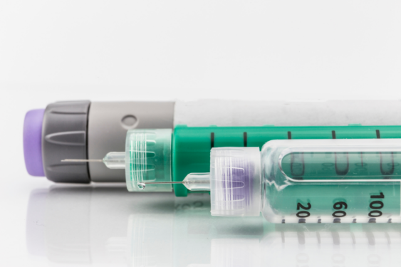 GLP-1 medicine in syringes.