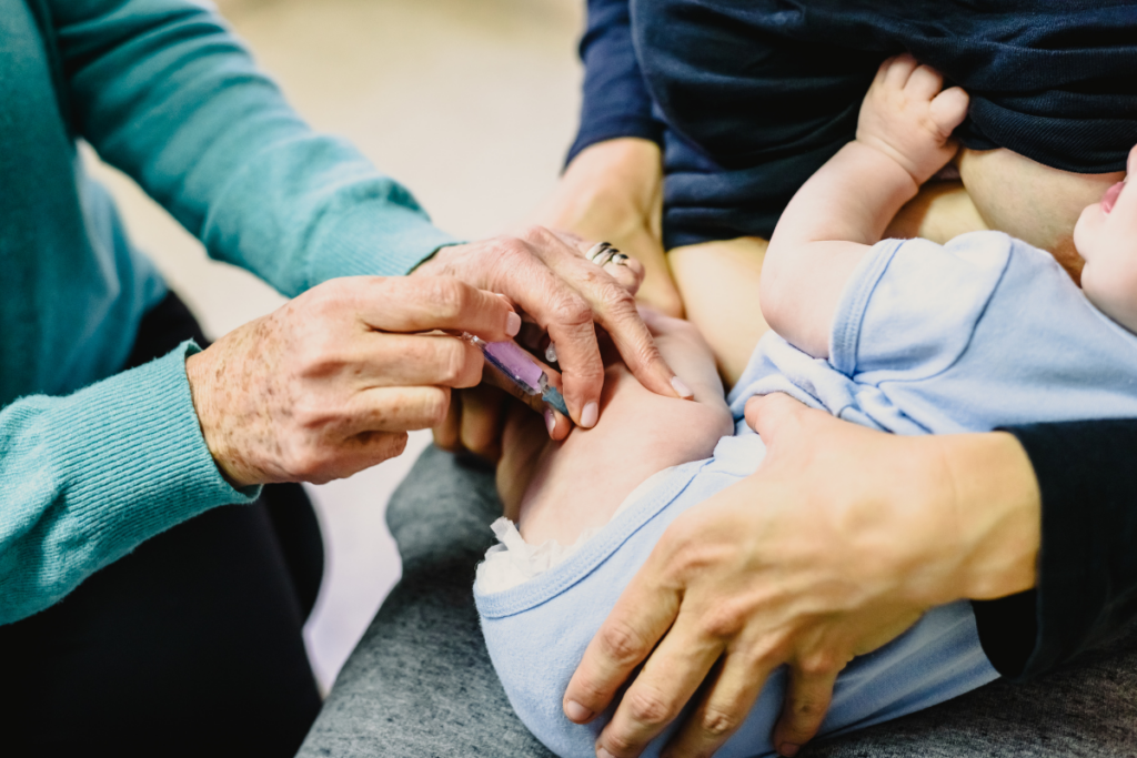 A baby being vaccinated