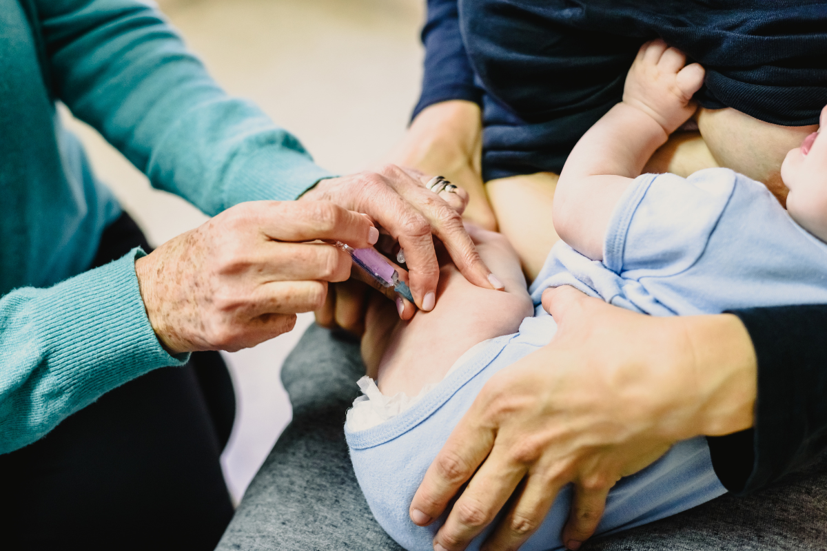 A baby being vaccinated